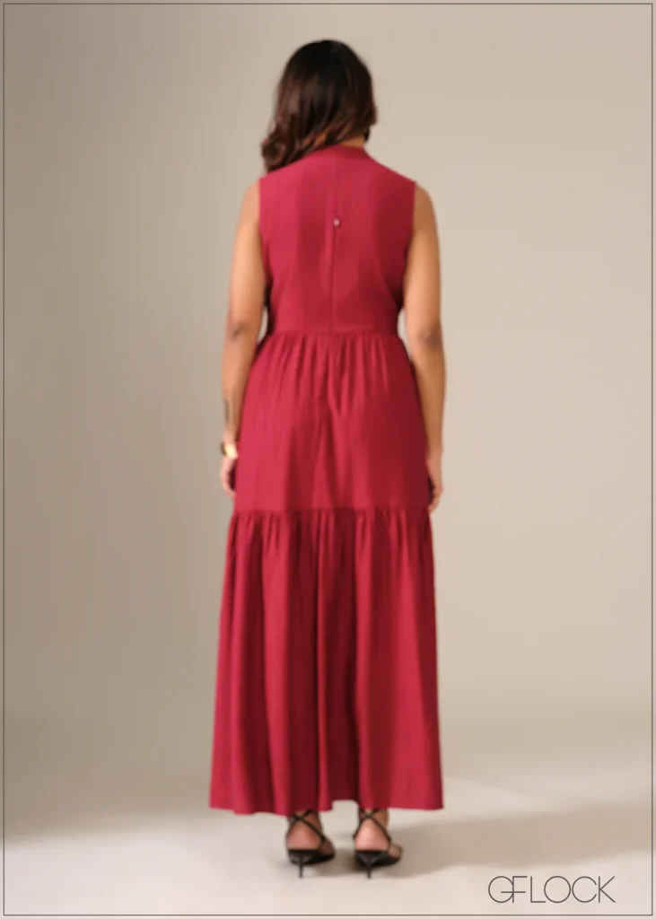 mid night beauty red long frock